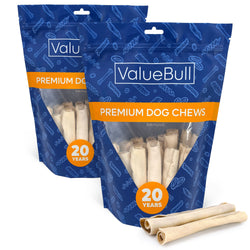 ValueBull USA Retriever Rolls for Small Dogs, Premium Rawhide, Thin 5-6 Inch, 25 Count