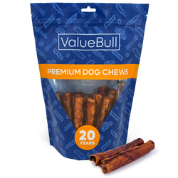 ValueBull USA Retriever Rolls for Small Dogs, Premium Rawhide, Thin 5-6 Inch, Natural Beef Flavor, 25 Count