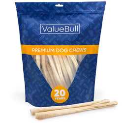 ValueBull USA Retriever Rolls for Small Dogs, Premium Rawhide, Thin 10 Inch, 25 Count