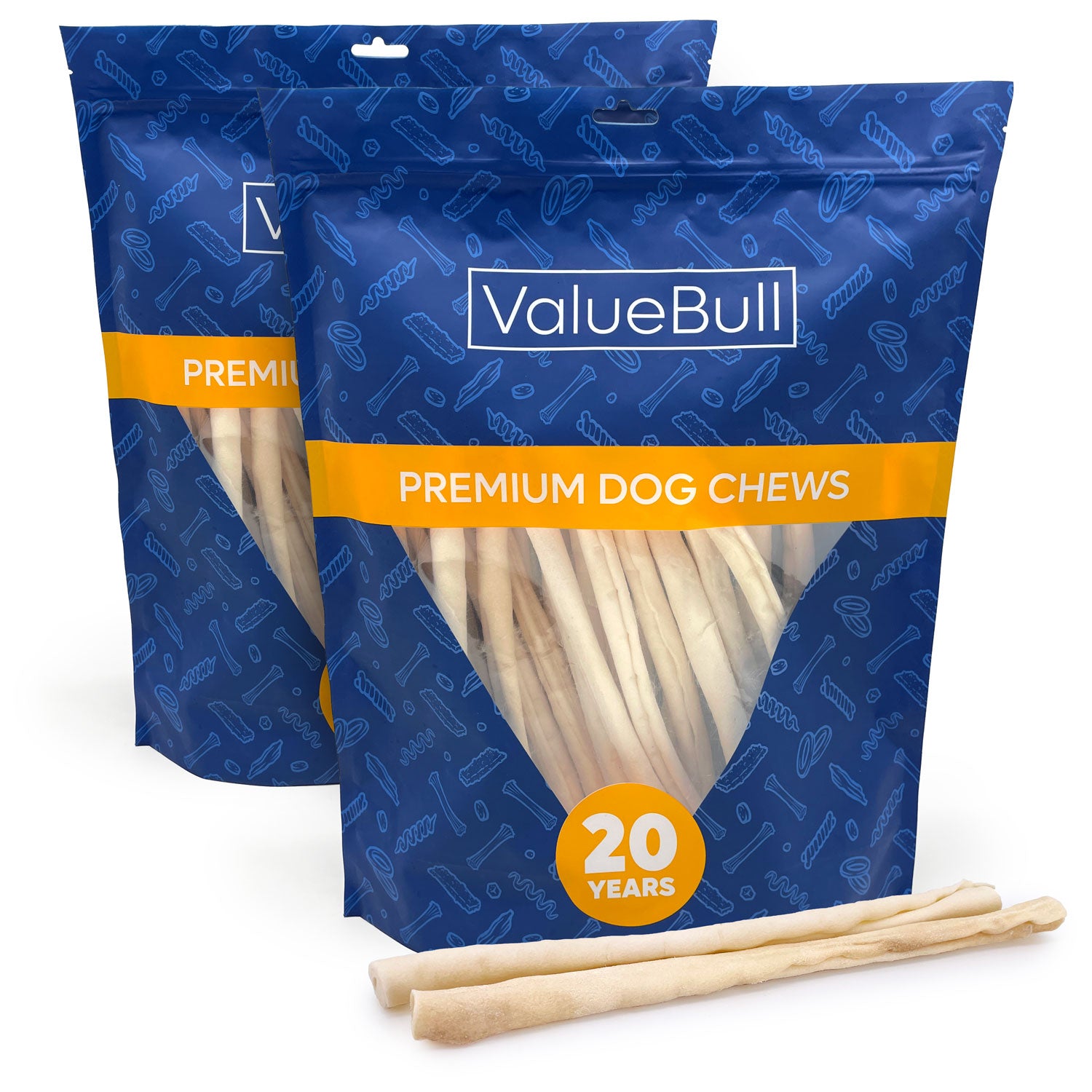 ValueBull USA Retriever Rolls for Small Dogs, Premium Rawhide, Thin 10 Inch, 50 Count