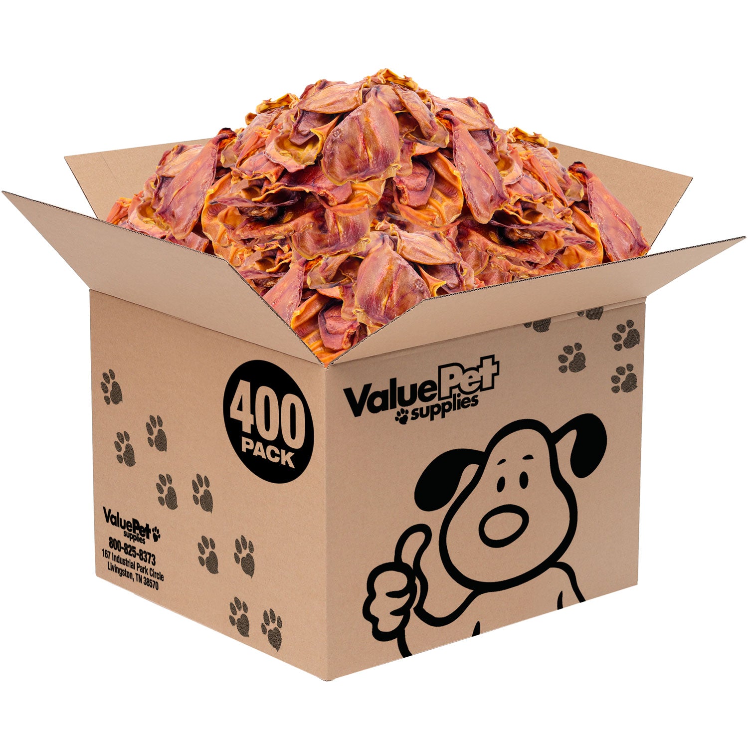 ValueBull USA Jumbo Pig Ears, Premium Dog Chews, 400 Count WHOLESALE PACK