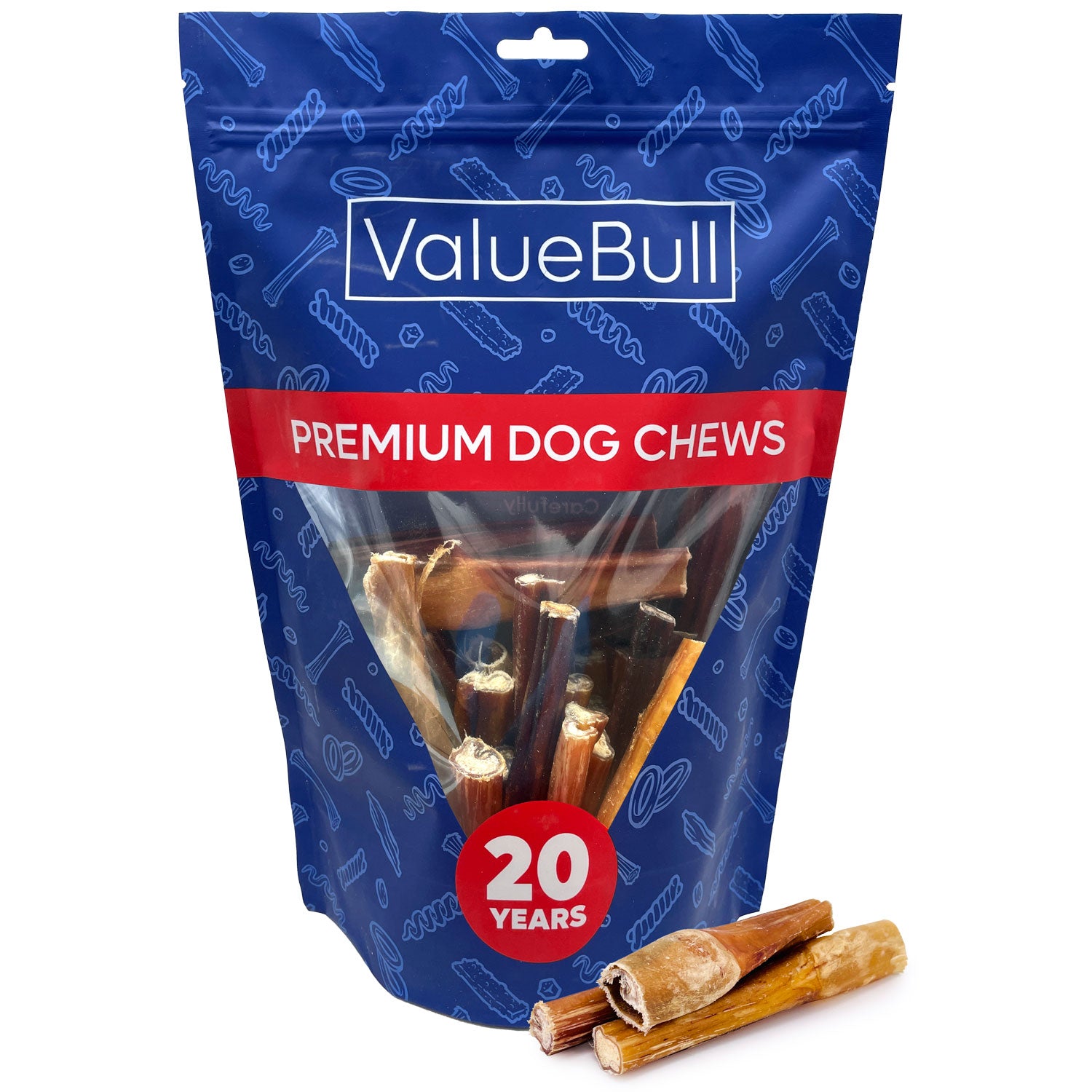 ValueBull Bully Sticks for Small Dogs, Thin 4-6 Inch, Varied Shapes, 50 Count