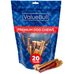 ValueBull Bully Sticks for Dogs, Medium 4-6 Inch, Varied Shapes, 25 Count