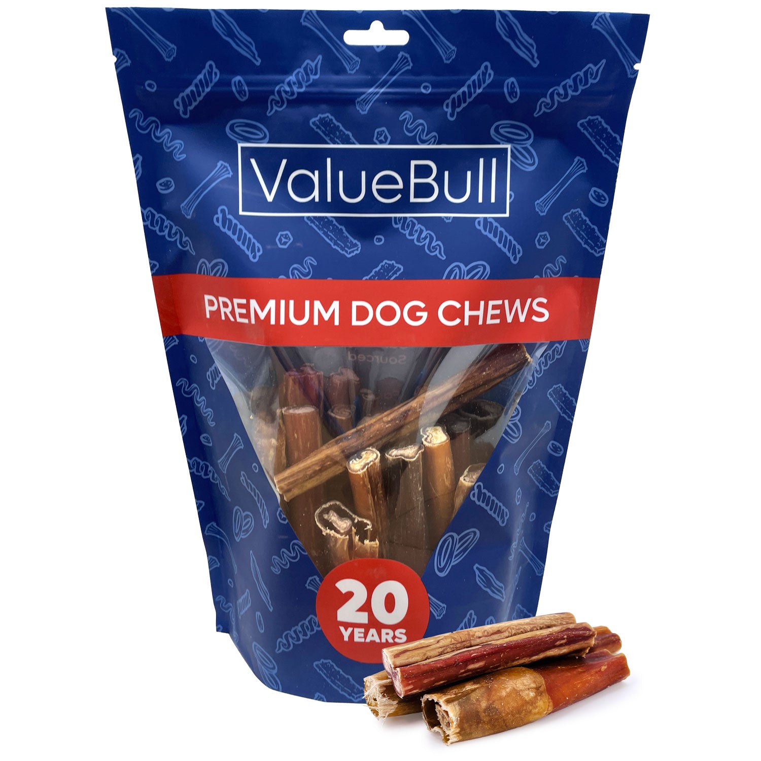 ValueBull Bully Sticks for Dogs, Thick 4-6 Inch, Varied Shapes, 25 Count