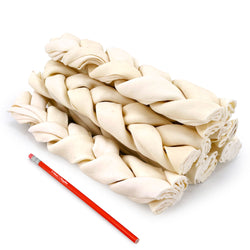 ValueBull USA Beef Rawhide Triple Braided Sticks, Premium Jumbo, 12 Inch, 200 Count BULK PACK