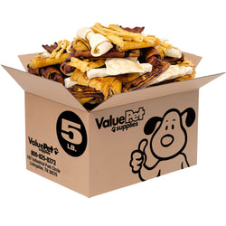 ValueBull USA Rawhide, Small Dog Variety Mix, Fun Shapes, 5 Pound BULK PACK