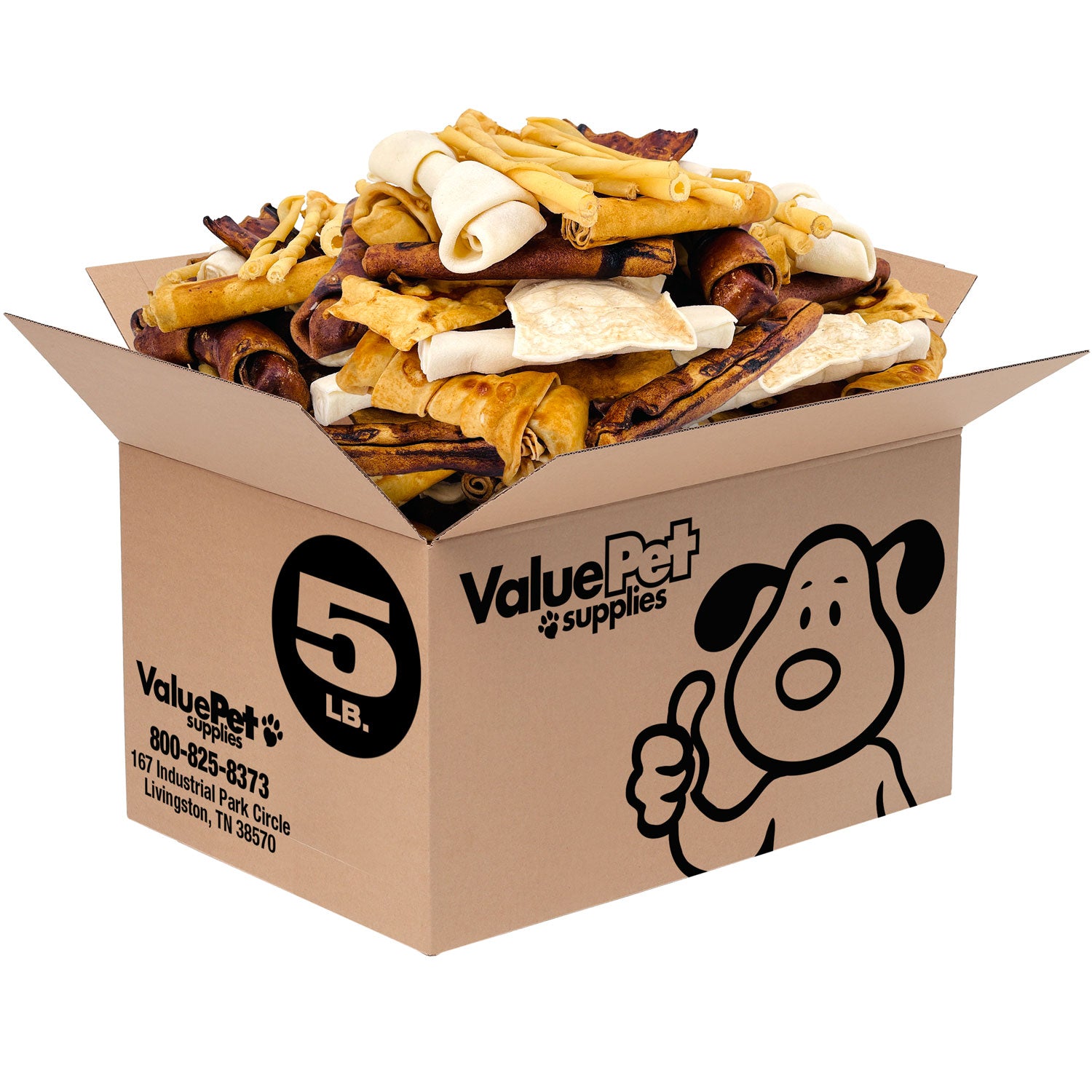 ValueBull USA Rawhide, Small Dog Variety Mix, Fun Shapes, 5 Pound BULK PACK