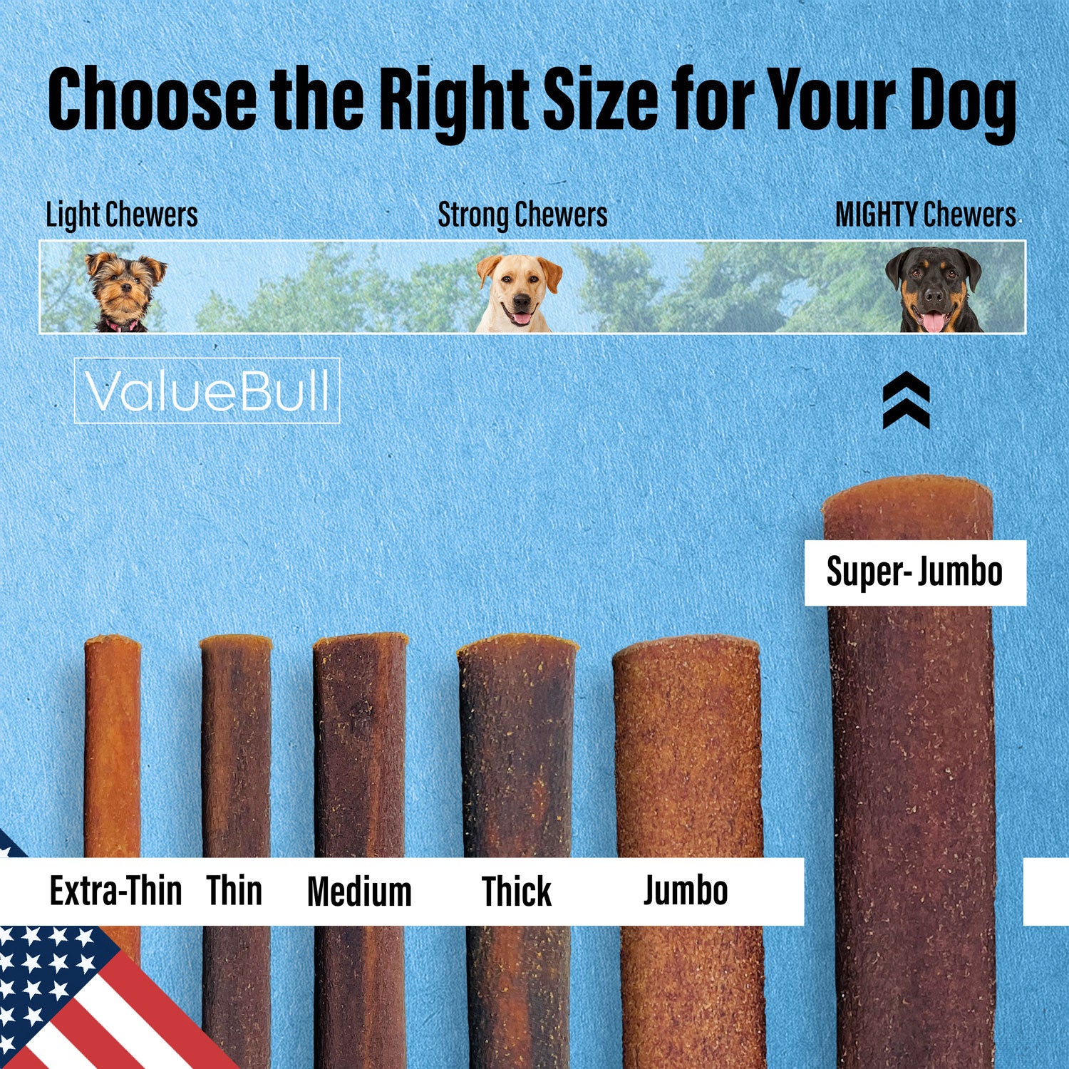 ValueBull USA Collagen Sticks For Dogs, Bully Sticks & Rawhide Alternative, Super Jumbo 6 Inch, 100ct BULK PACK