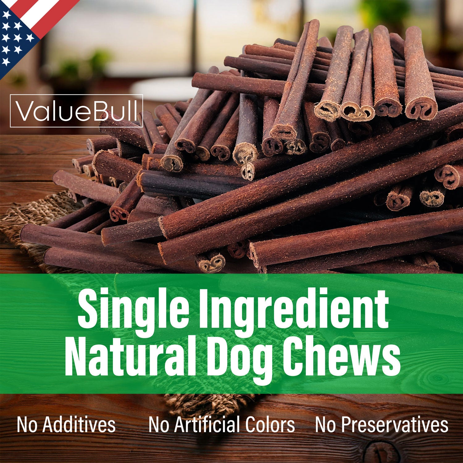 ValueBull USA Collagen Sticks For Dogs, Bully Sticks & Rawhide Alternative, X-Thin 12 Inch, 400ct WHOLESALE PACK