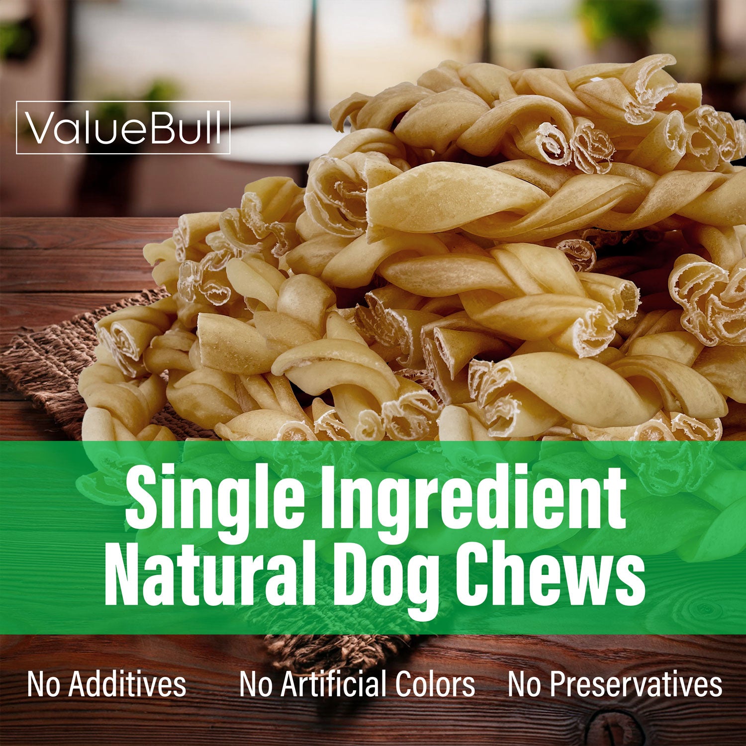 ValueBull Buffalo Collagen Braided For Dogs, Bully Sticks & Rawhide Alternative, Thin 6 Inch, 100 ct  BULK PACK