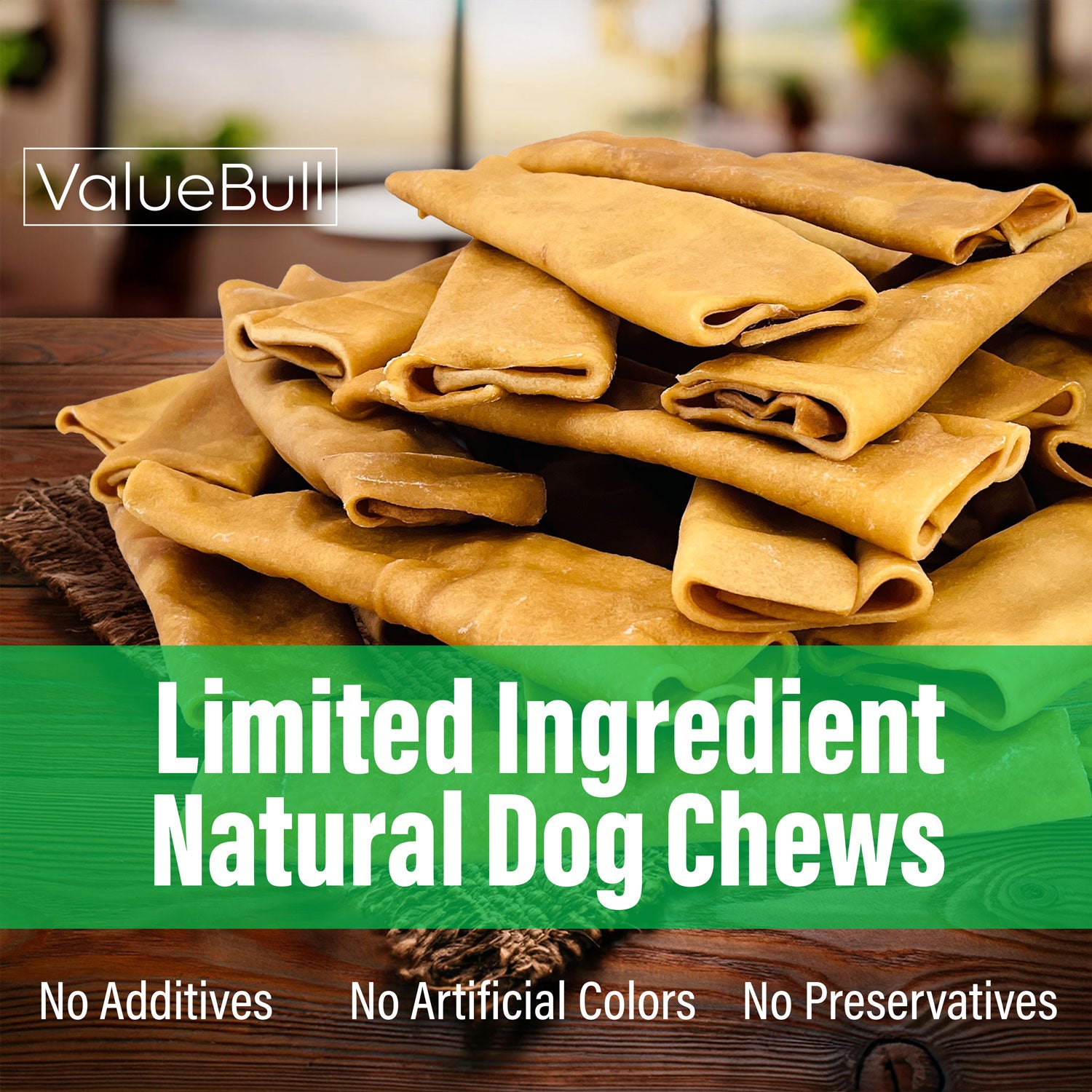 ValueBull USA Collagen Flats, Dog Chews, Natural Beef, Chicken Infused, 10 Count