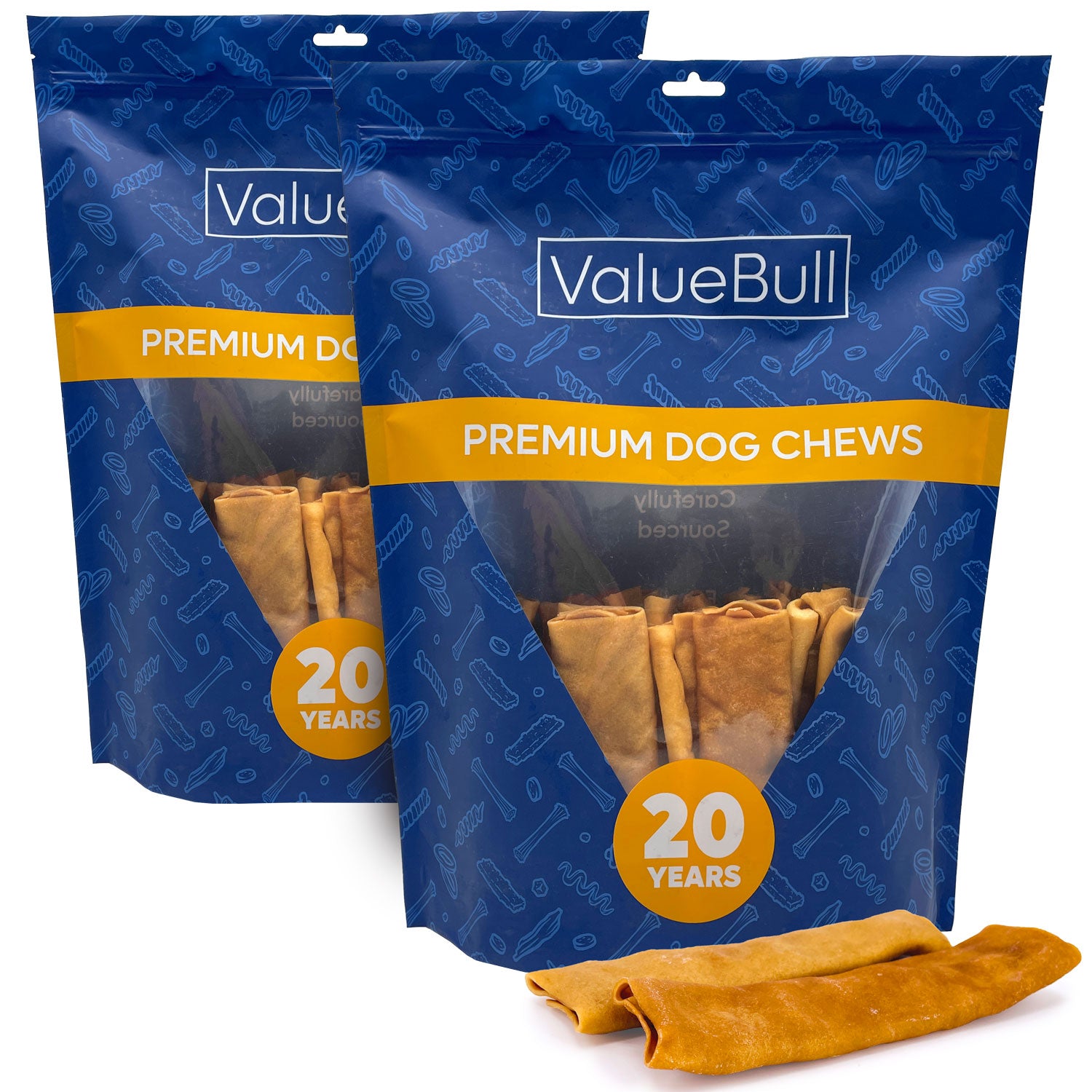 ValueBull USA Collagen Flats, Dog Chews, Natural Beef, Chicken Infused, 50 Count