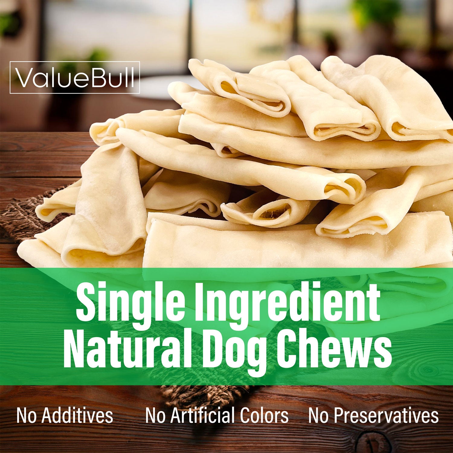 ValueBull USA Collagen Flats, Dog Chews, Natural Beef, 10 Count