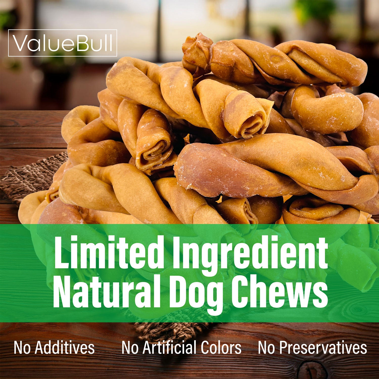 ValueBull USA Collagen Twists, Dog Chews, Natural Beef, Chicken Infused, 10 Count