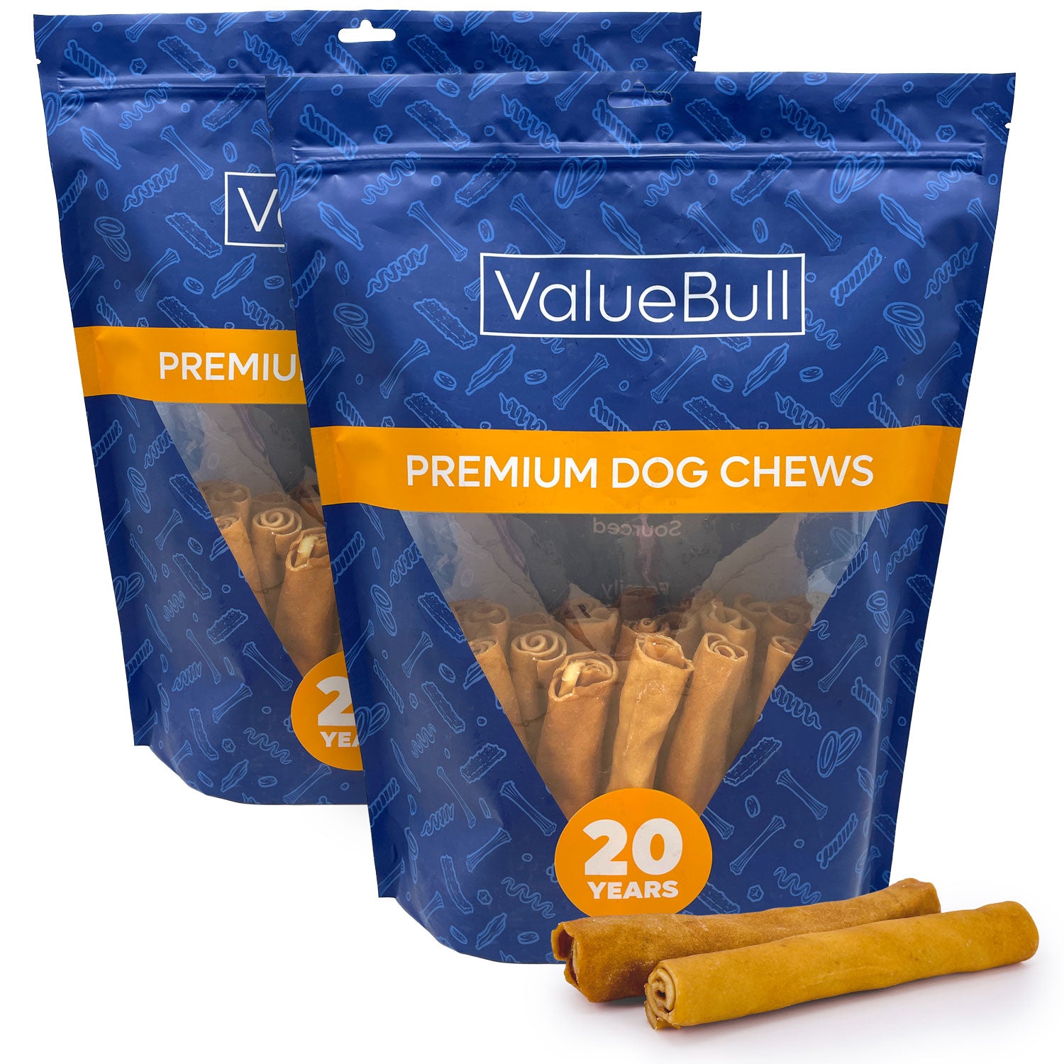 ValueBull USA Collagen Retriever Rolls, Dog Chews, Natural Beef, Chicken Infused, 6 Inch, 50 Count