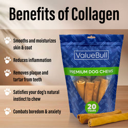 ValueBull USA Collagen Retriever Rolls, Dog Chews, Natural Beef, Chicken Infused, 6 Inch, 10 Count