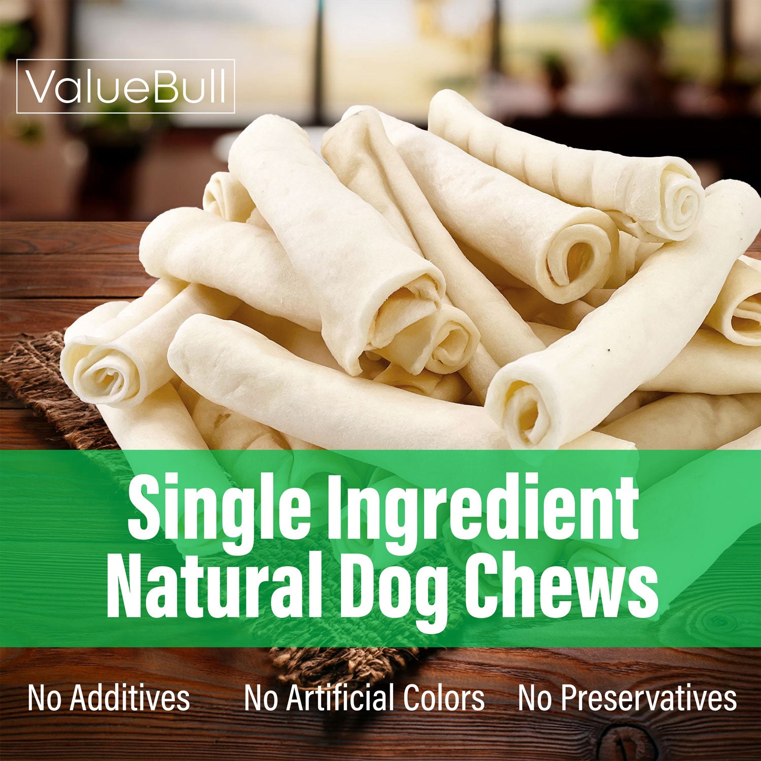 ValueBull USA Collagen Retriever Rolls, Dog Chews, Natural Beef, 6 Inch, 10 Count