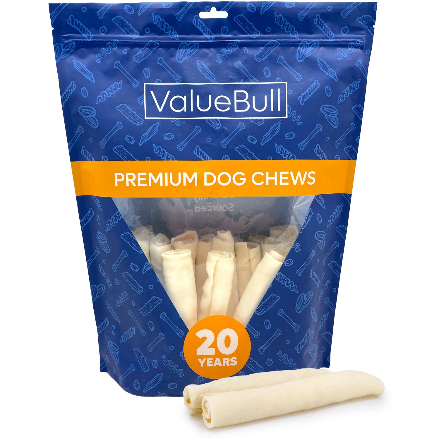 ValueBull USA Collagen Retriever Rolls, Dog Chews, Natural Beef, 6 Inch, 25 Count