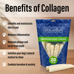 ValueBull USA Collagen Retriever Rolls, Dog Chews, Natural Beef, 6 Inch, 400 Count WHOLESALE PACK