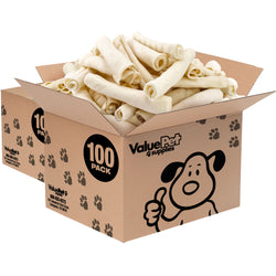 ValueBull USA Collagen Retriever Rolls, Dog Chews, Natural Beef, 6 Inch, 200 Count BULK PACK