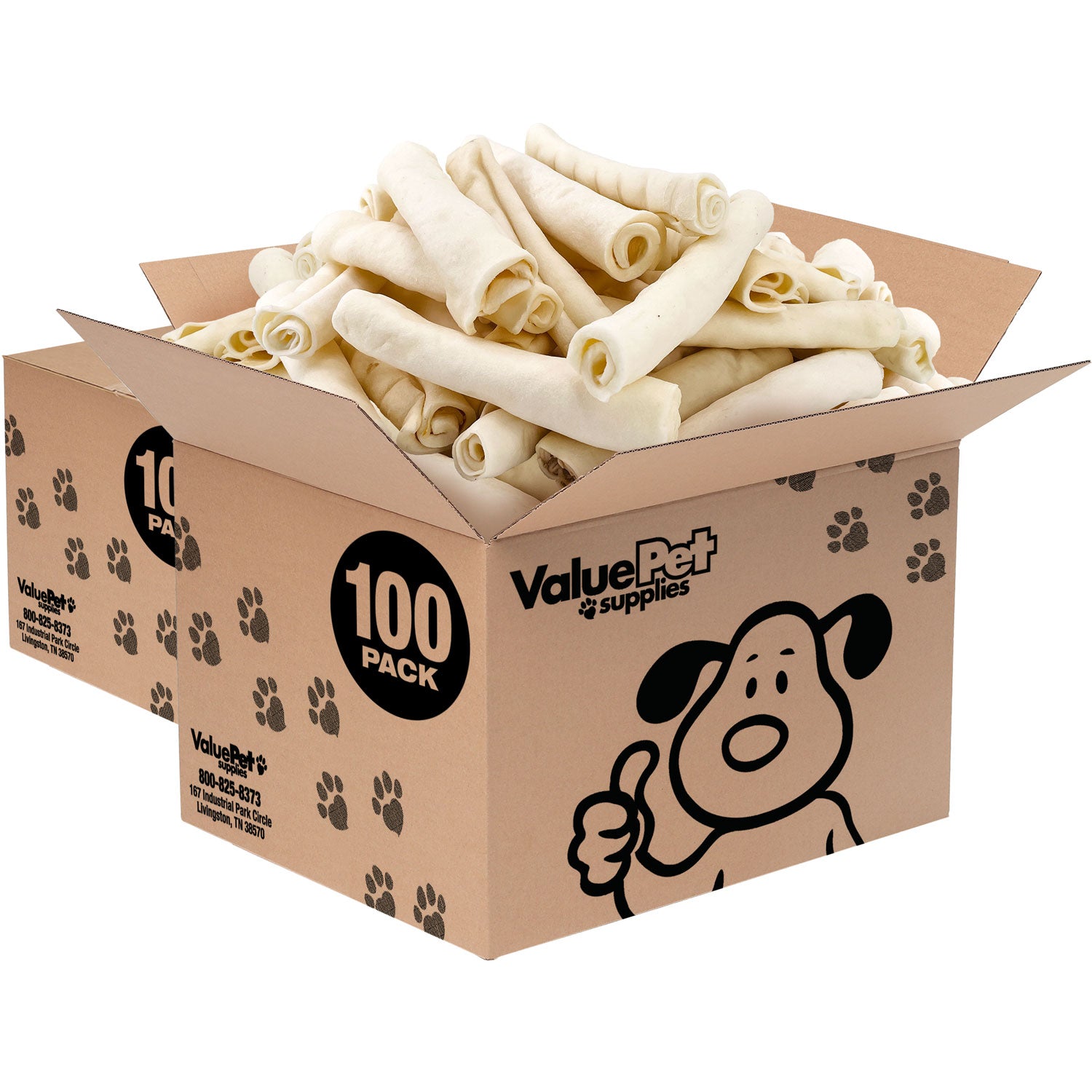 ValueBull USA Collagen Retriever Rolls, Dog Chews, Natural Beef, 6 Inch, 200 Count BULK PACK