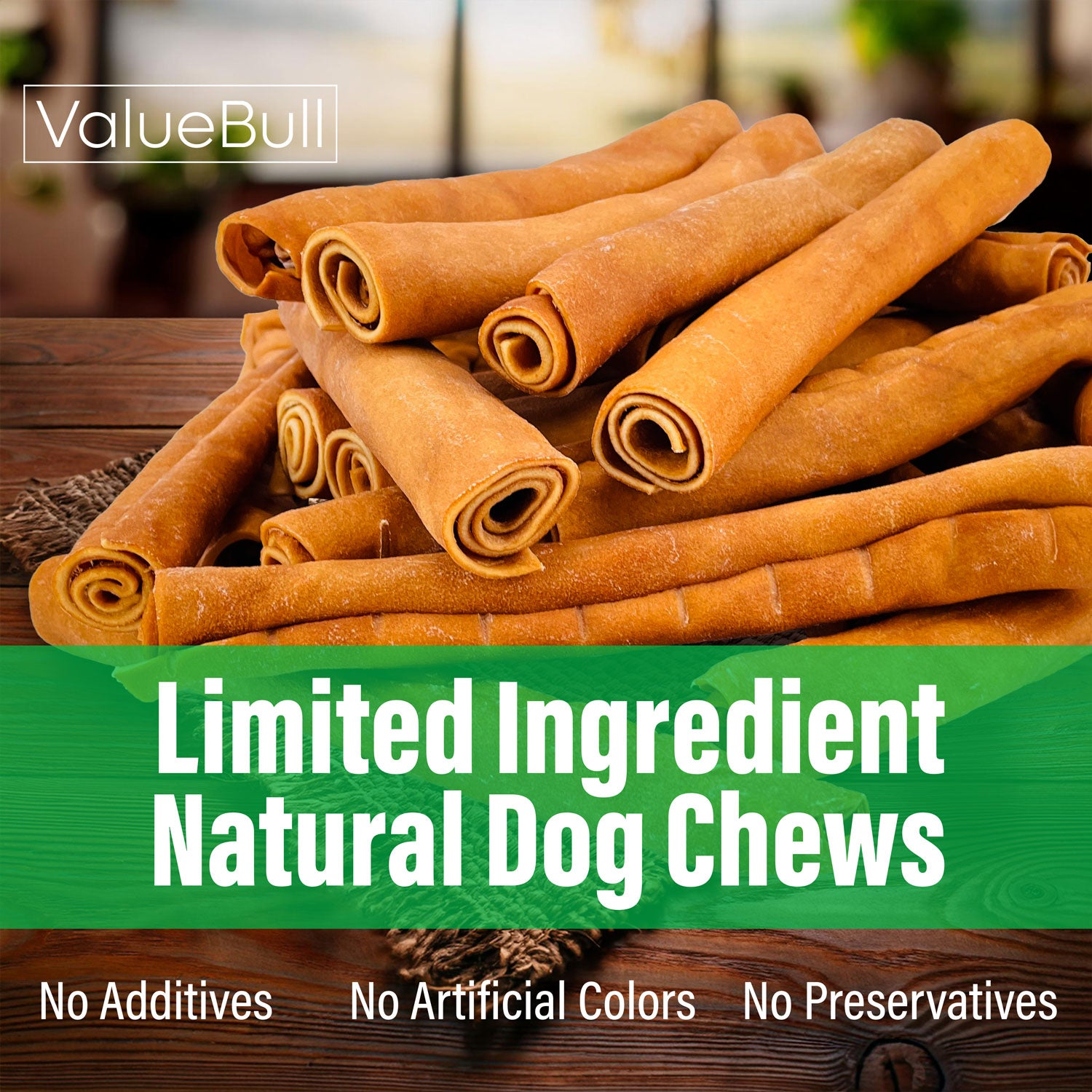 ValueBull USA Collagen Retriever Rolls, Dog Chews, Natural Beef, Chicken Infused, 9 Inch, 25 Count BULK PACK