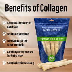 ValueBull USA Collagen Retriever Rolls, Dog Chews, Natural Beef, 9 Inch, 400 Count WHOLESALE PACK