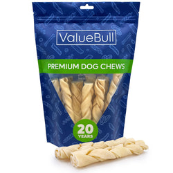 ValueBull USA Collagen Braids, Dog Chews, Natural Beef, Medium 6 Inch, 10 Count