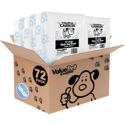 ValueWrap Male Wraps, Disposable Dog Diapers, Carbon, 1-Tab Large, 72 Count - 72 Count,Large