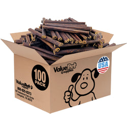ValueBull USA Collagen Sticks for Small Dogs, 6 Inch Thin Chews, Natural Dog Treats, 100 Count Bulk Pack - Thin - 100 Sticks