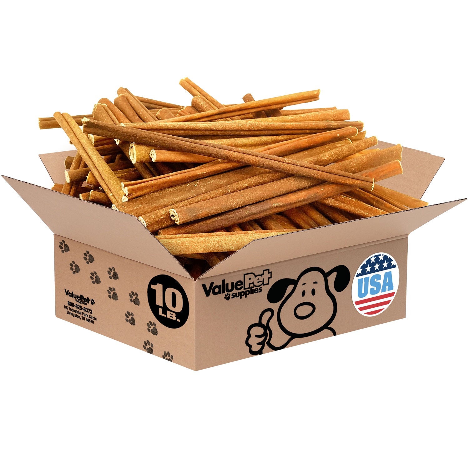 ValueBull USA Collagen Sticks for Dogs, 7-12 Inch Varied Chews, Natural Long-Lasting Dog Treats, 10 Pound Bulk Pack - Varied - 10 Pound