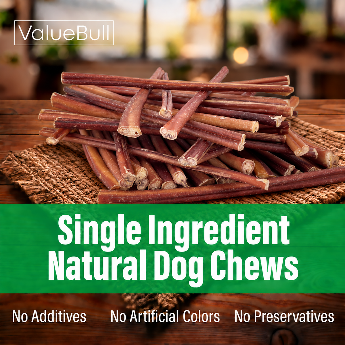 ValueBull Odor Free Bully Sticks for Dogs, Medium 12 Inch, 50 Count