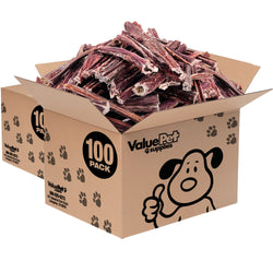 ValueBull Beef Jerky Gullet Sticks, Premium Dog Chews, 6 Inch, 200 Count Bulk Pack - Gullet - 200 Sticks