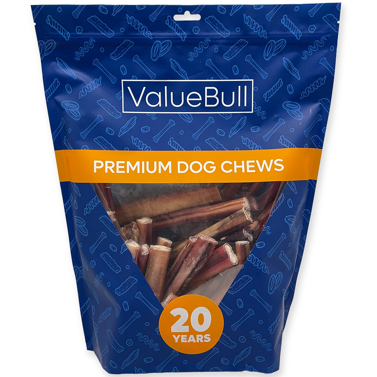 ValueBull Odor Free Bully Sticks for Large Dogs, Thick 6 Inch, 50 Count - 50