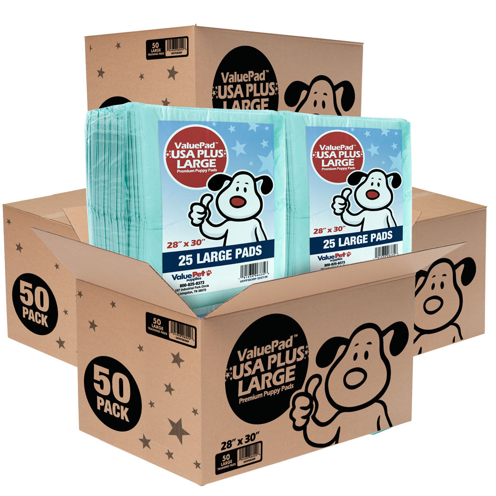 ValuePad USA Plus Puppy Pads, Large 28x30 Inch, 200 Count Bulk Pack - 200 Count,Large