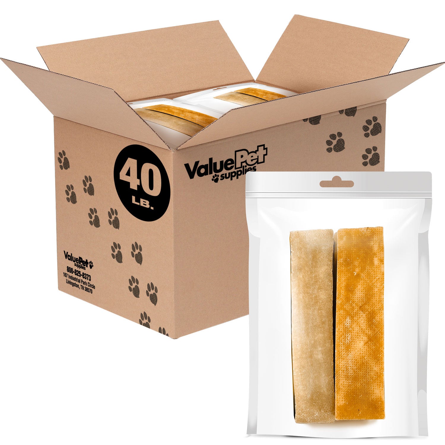 ValueBull Himalayan Yak Cheese Dog Chews, Extra Large, 40 Pound Resale Packs (2 bars per bag)