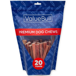 ValueBull Odor Free Bully Sticks for Large Dogs, Thick 6 Inch, 25 Count - 25