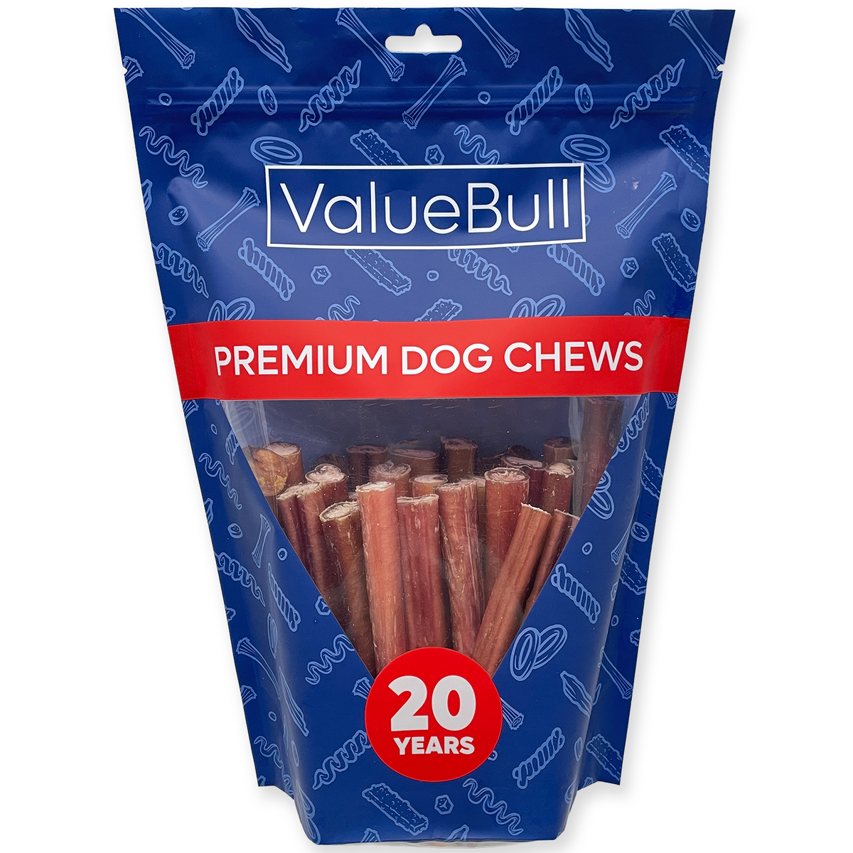 ValueBull Odor Free Bully Sticks for Large Dogs, Thick 6 Inch, 25 Count - 25