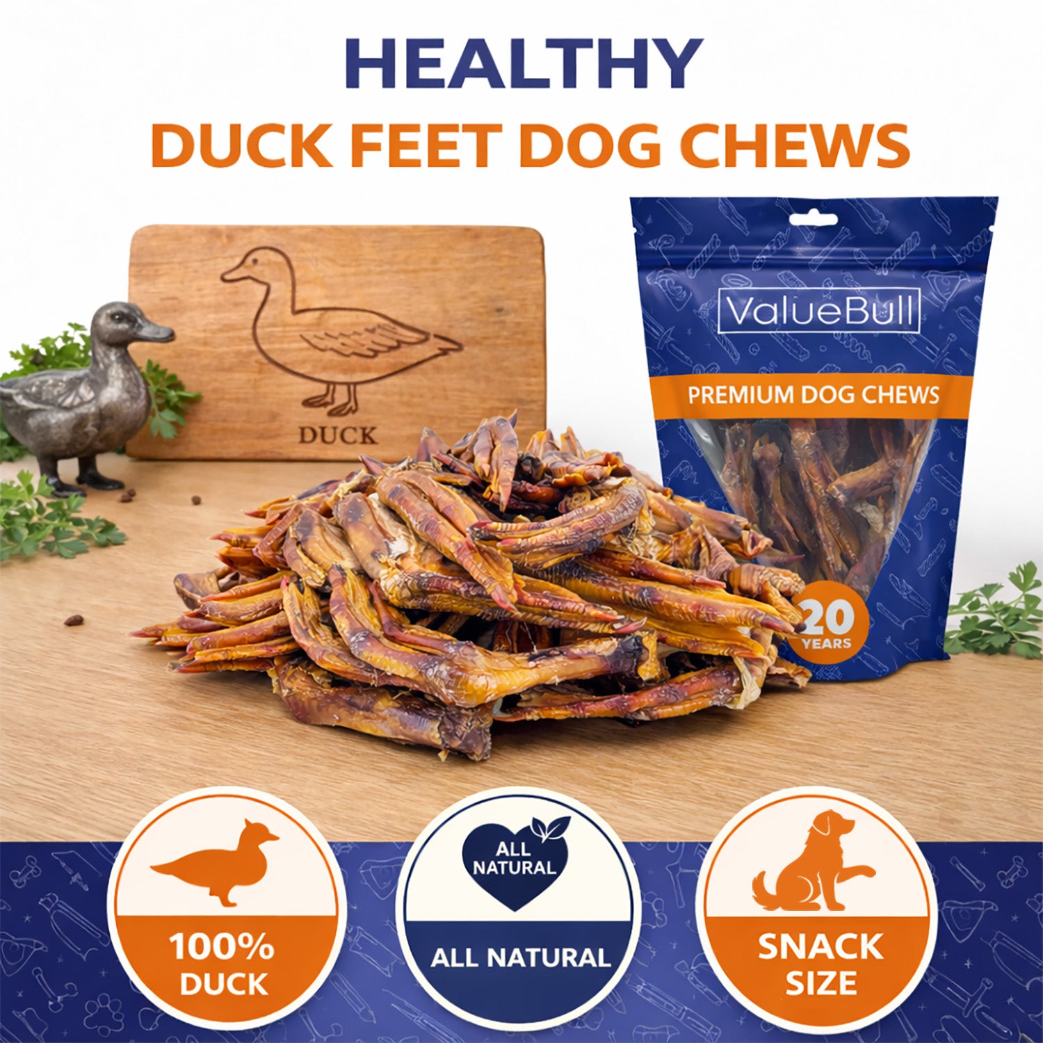 ValueBull Duck Feet for Dogs, 800 Count Wholesale Pack - 800