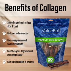 ValueBull Collagen Sticks for Dogs, Varied Shape & Size Chews, Natural Long-Lasting Dog Treats, 1 Pound - Varied - 1 Pound