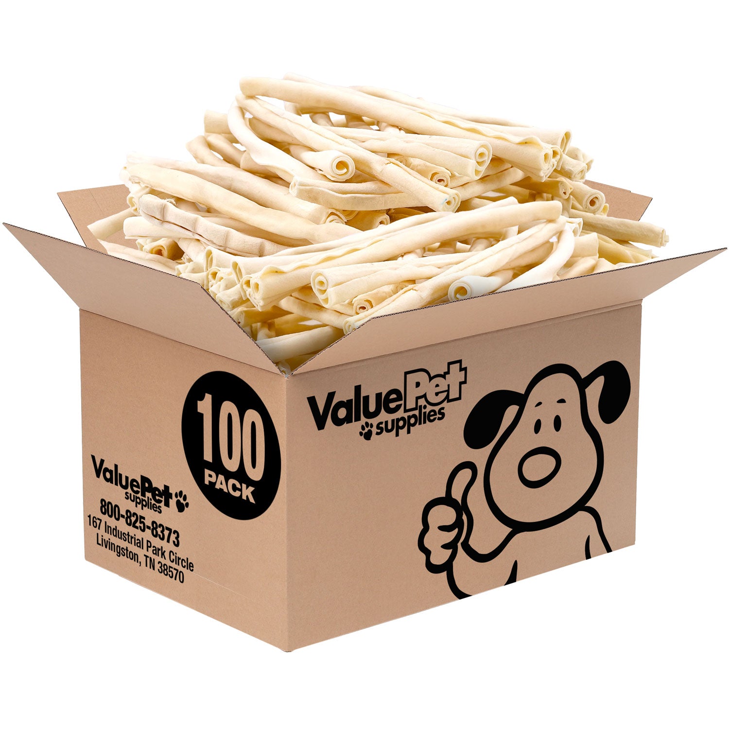 ValueBull USA Retriever Rolls for Small Dogs, Premium Rawhide, Thin 10 Inch, 100 Count Bulk Pack - Natural - 100 Rolls