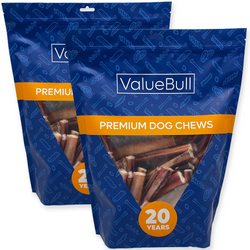 ValueBull Odor Free Bully Sticks for Large Dogs, Thick 6 Inch, 100 Count Wholesale Pack - 100
