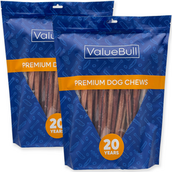 ValueBull Odor Free Bully Sticks for Dogs, Medium 12 Inch, 100 Count Wholesale Pack