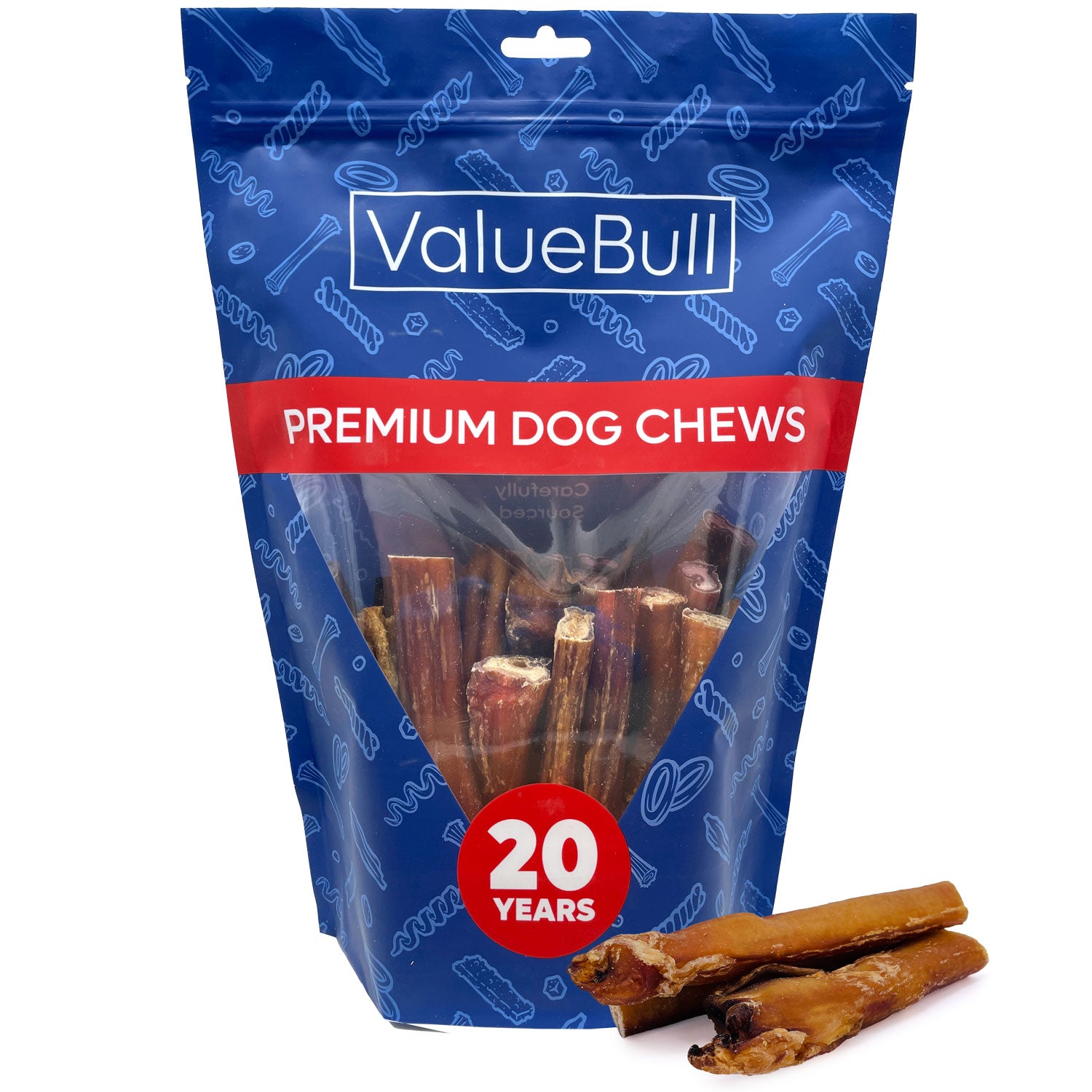 ValueBull Bully Sticks for Large Dogs, Jumbo 4-6 Inch, Varied Shapes, 25 Count - X-Jumbo - 25 Pieces