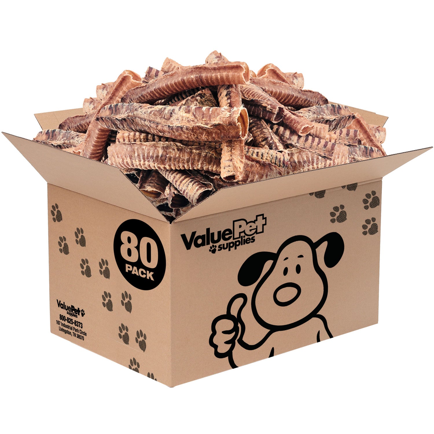 ValueBull Beef Trachea Tubes, Premium 10-12 Inch, 80 Count Bulk Pack - Beef - 80 Tubes