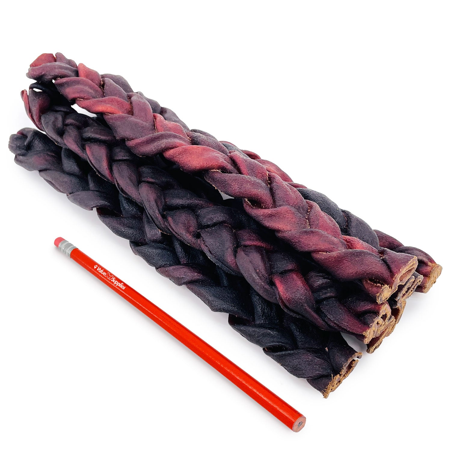 ValueBull USA Collagen Braid Beef Large Dog Chews, Thick 12 Inch 100 Count Bulk - Thick - 100 Braids