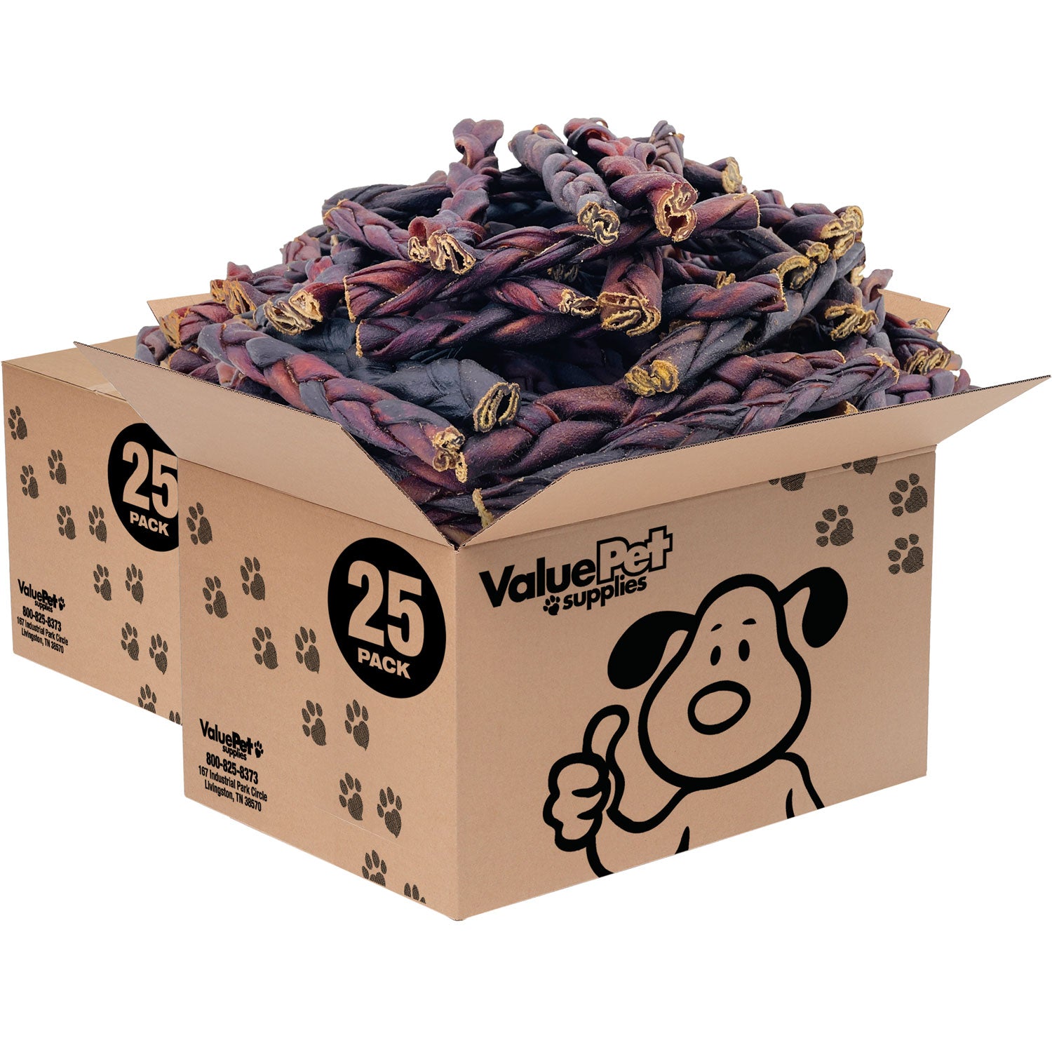 ValueBull Collagen Braided Sticks for Dogs, 6 Inch Medium Chews, Natural Long-Lasting Dog Treats, 50 Count Bulk Pack - Medium - 50 Braids