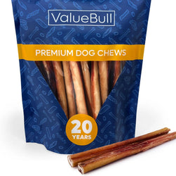 ValueBull Bully Sticks for Large Dogs, Jumbo 12 Inch, 25 Count