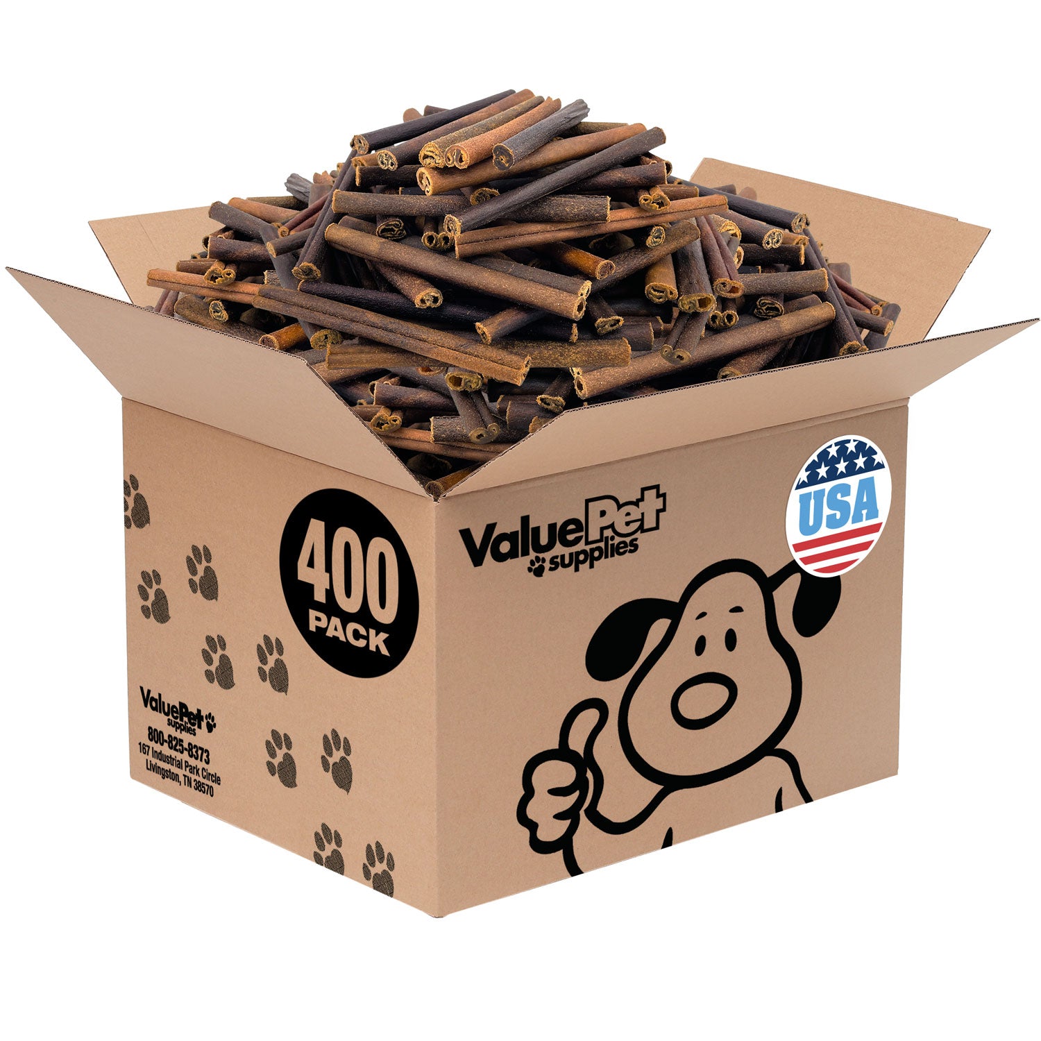 ValueBull USA Collagen Sticks for Dogs, 6 Inch Medium Chews, Natural Long-Lasting Dog Treats, 400 Count Wholesale Pack - Medium - 400 Sticks