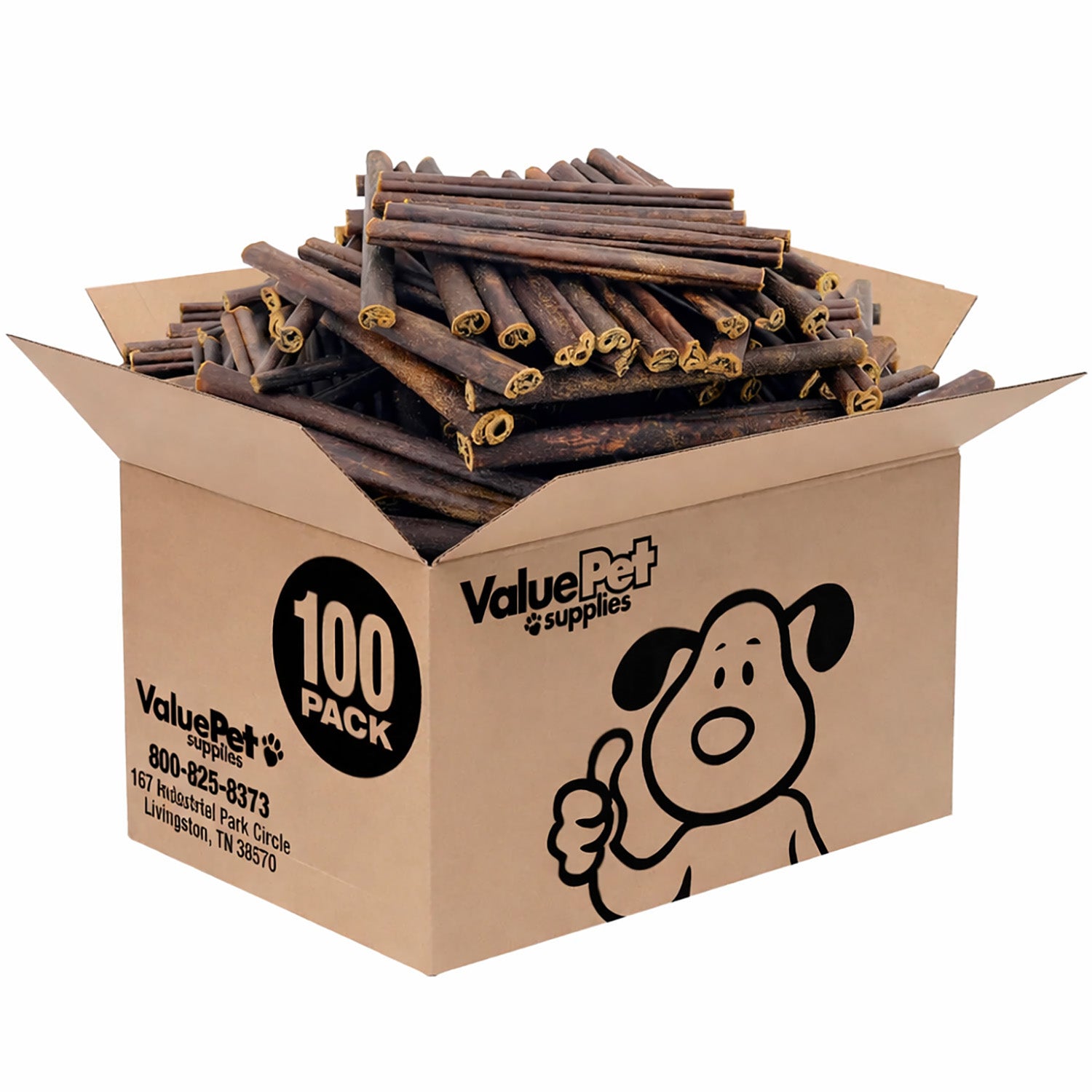 ValueBull Buffalo Collagen Sticks for Small Dogs, 6 Inch Thin Chews, Natural Dog Treats, 100 Count Bulk Pack - Thin - 100 Sticks